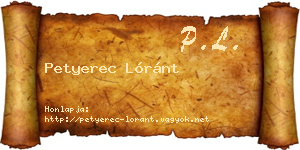 Petyerec Lóránt névjegykártya
